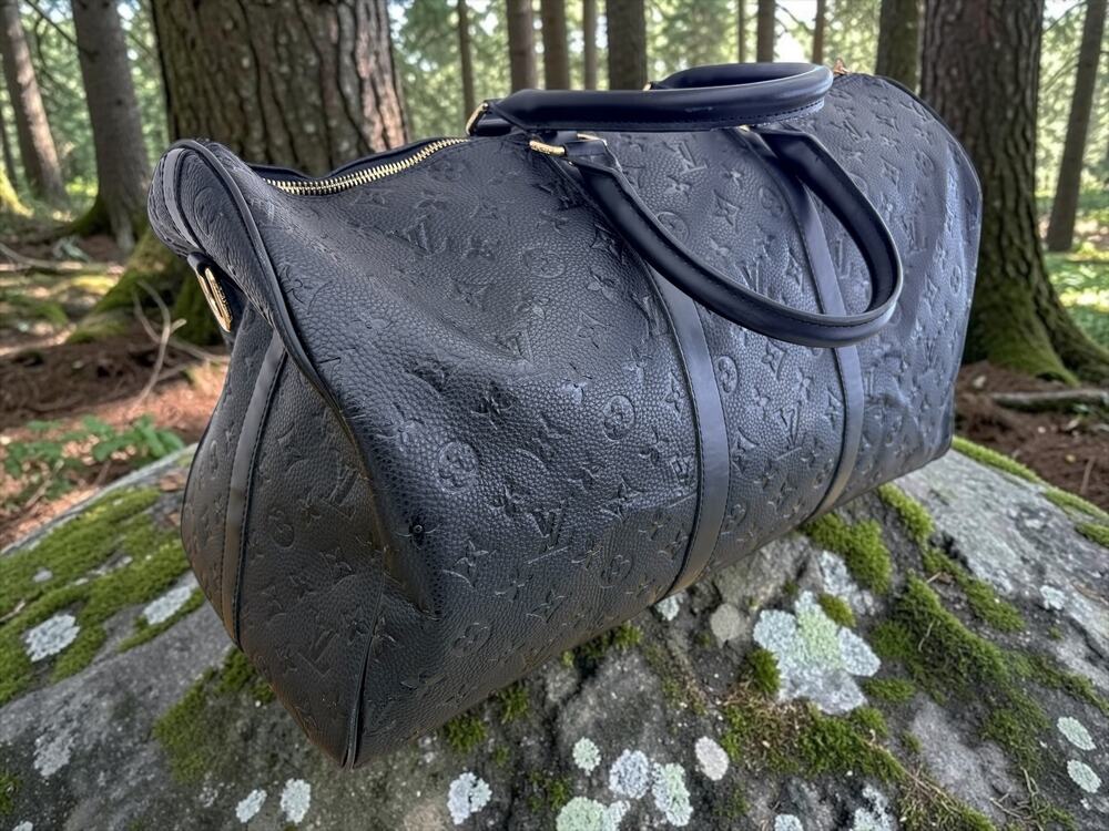 Vintage Louis Vuitton Leather Embossed Monogram Duffle Bag Gold Tone Hardware Lo